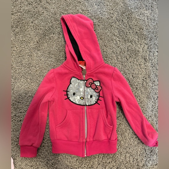 2T Girls Hello Kitty Shirt and Jacket Set. Pink with silver sequins. - Picture 2 of 4